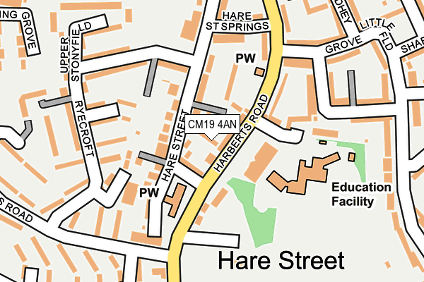 CM19 4AN map - OS OpenMap – Local (Ordnance Survey)