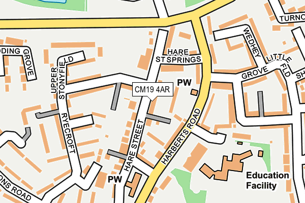 CM19 4AR map - OS OpenMap – Local (Ordnance Survey)