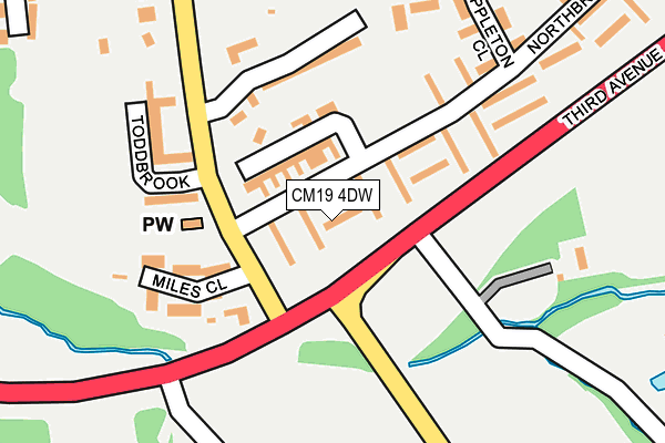 CM19 4DW map - OS OpenMap – Local (Ordnance Survey)