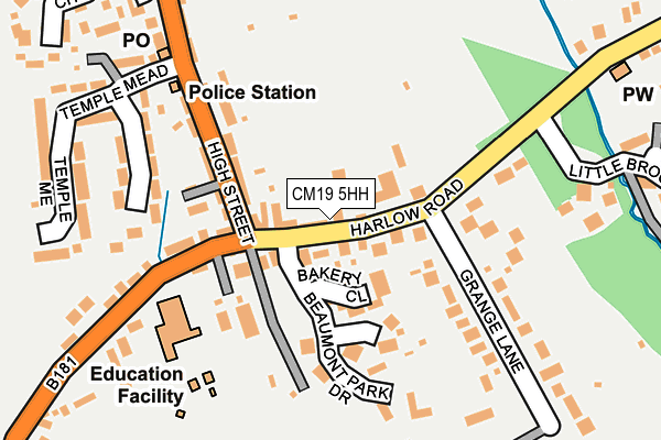 CM19 5HH map - OS OpenMap – Local (Ordnance Survey)