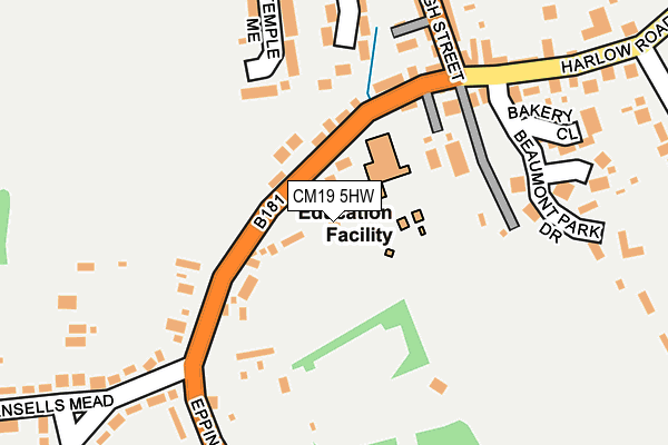 CM19 5HW map - OS OpenMap – Local (Ordnance Survey)