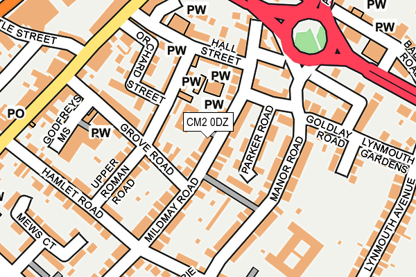 CM2 0DZ map - OS OpenMap – Local (Ordnance Survey)