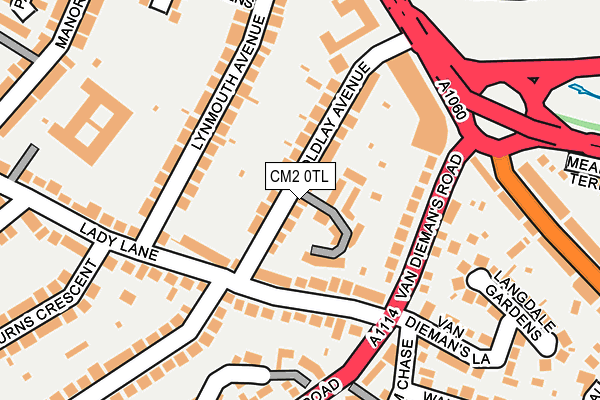 CM2 0TL map - OS OpenMap – Local (Ordnance Survey)