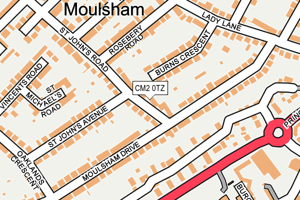 CM2 0TZ map - OS OpenMap – Local (Ordnance Survey)