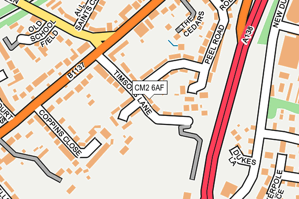 CM2 6AF map - OS OpenMap – Local (Ordnance Survey)