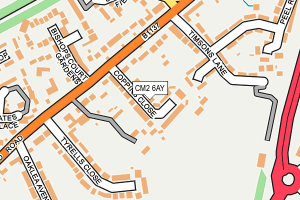 CM2 6AY map - OS OpenMap – Local (Ordnance Survey)
