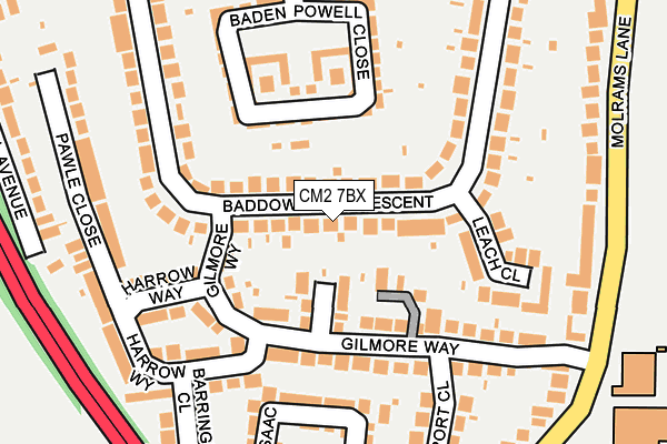 CM2 7BX map - OS OpenMap – Local (Ordnance Survey)
