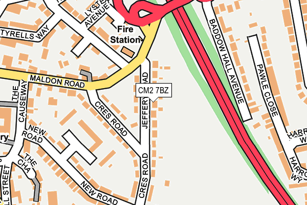 CM2 7BZ map - OS OpenMap – Local (Ordnance Survey)