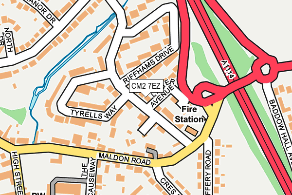 CM2 7EZ map - OS OpenMap – Local (Ordnance Survey)