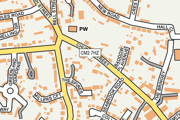 CM2 7HZ map - OS OpenMap – Local (Ordnance Survey)