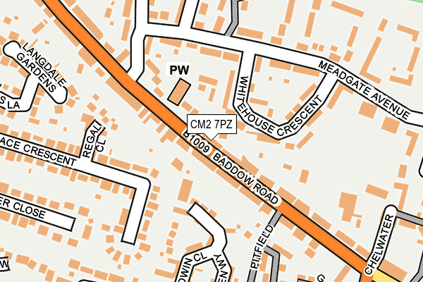 CM2 7PZ map - OS OpenMap – Local (Ordnance Survey)