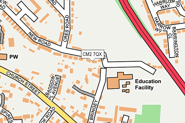 CM2 7QX map - OS OpenMap – Local (Ordnance Survey)