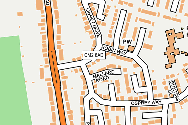 CM2 8AD map - OS OpenMap – Local (Ordnance Survey)