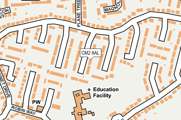 CM2 8AL map - OS OpenMap – Local (Ordnance Survey)