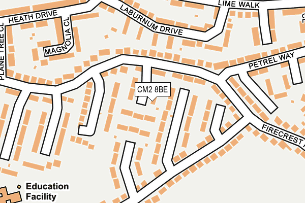 CM2 8BE map - OS OpenMap – Local (Ordnance Survey)
