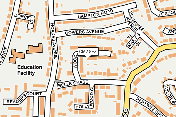 CM2 8EZ map - OS OpenMap – Local (Ordnance Survey)