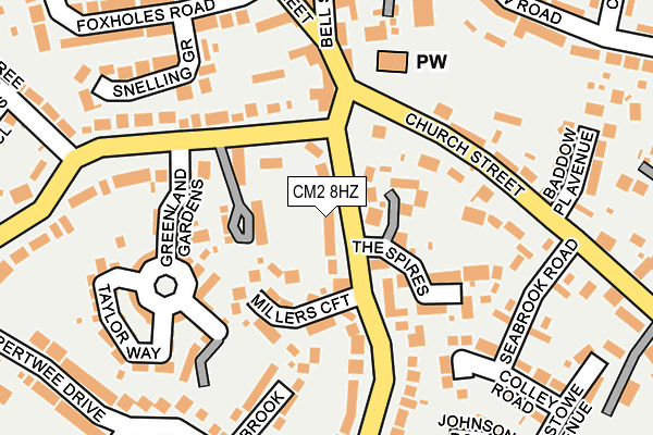 CM2 8HZ map - OS OpenMap – Local (Ordnance Survey)