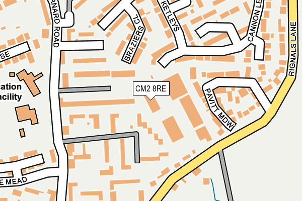 CM2 8RE map - OS OpenMap – Local (Ordnance Survey)
