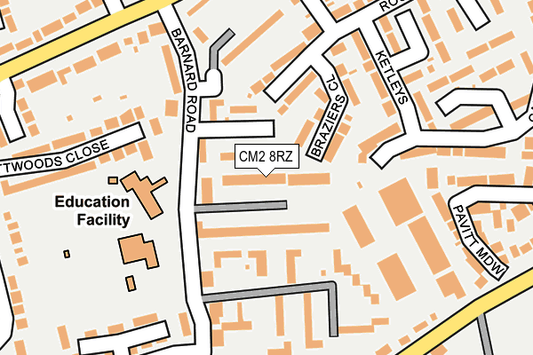 CM2 8RZ map - OS OpenMap – Local (Ordnance Survey)