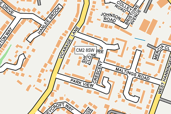 CM2 8SW map - OS OpenMap – Local (Ordnance Survey)