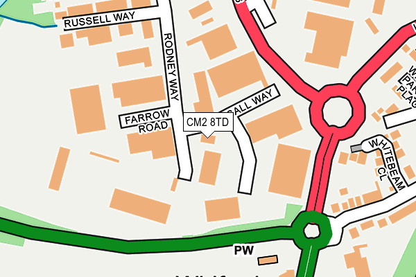 CM2 8TD map - OS OpenMap – Local (Ordnance Survey)