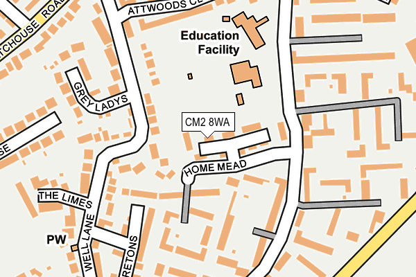 CM2 8WA map - OS OpenMap – Local (Ordnance Survey)