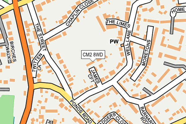 CM2 8WD map - OS OpenMap – Local (Ordnance Survey)
