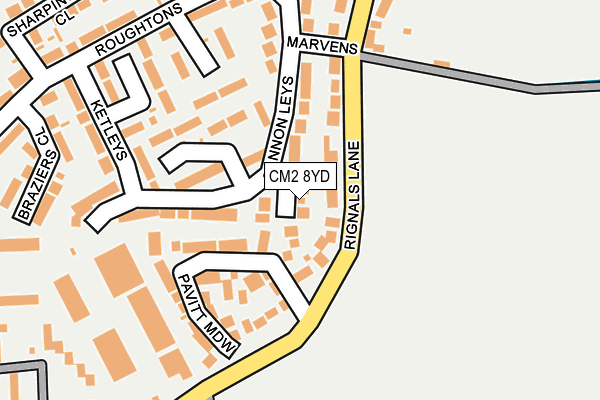 CM2 8YD map - OS OpenMap – Local (Ordnance Survey)
