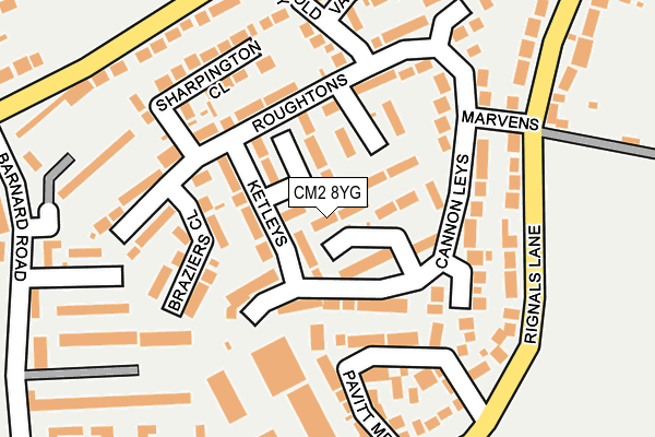 CM2 8YG map - OS OpenMap – Local (Ordnance Survey)