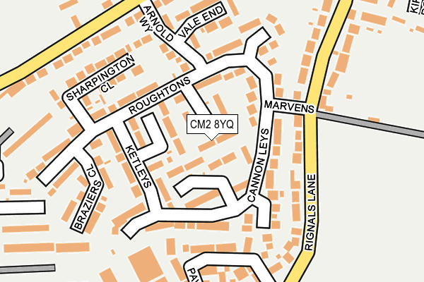 CM2 8YQ map - OS OpenMap – Local (Ordnance Survey)
