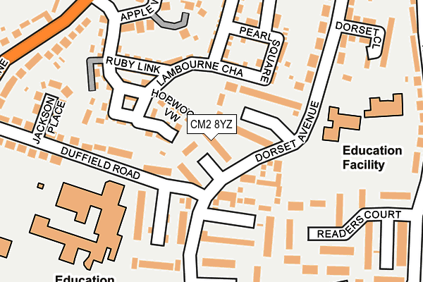 CM2 8YZ map - OS OpenMap – Local (Ordnance Survey)