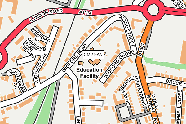 CM2 9AN map - OS OpenMap – Local (Ordnance Survey)