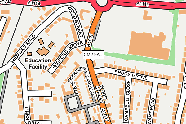 CM2 9AU map - OS OpenMap – Local (Ordnance Survey)