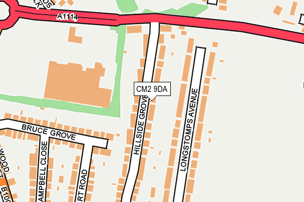 CM2 9DA map - OS OpenMap – Local (Ordnance Survey)