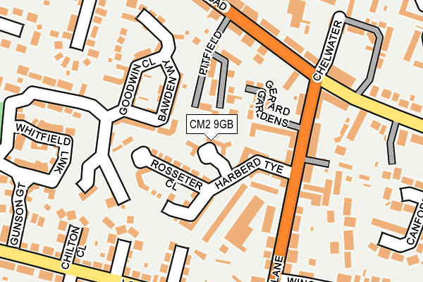 CM2 9GB map - OS OpenMap – Local (Ordnance Survey)