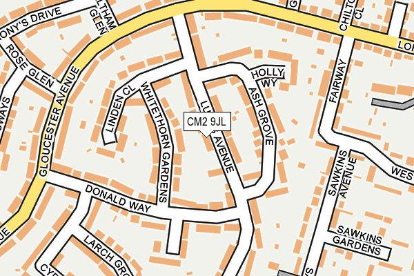CM2 9JL map - OS OpenMap – Local (Ordnance Survey)