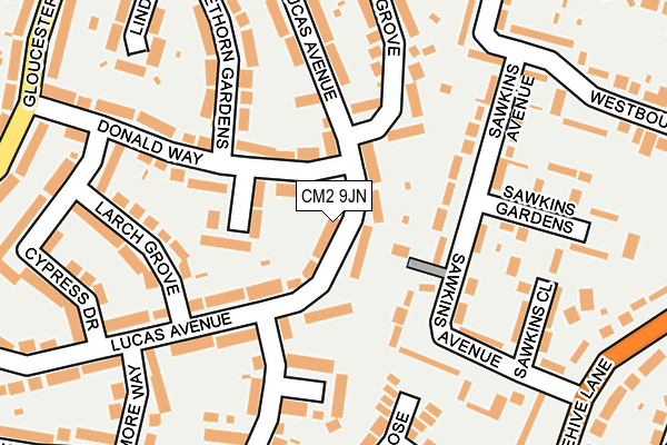 CM2 9JN map - OS OpenMap – Local (Ordnance Survey)