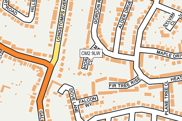 CM2 9LW map - OS OpenMap – Local (Ordnance Survey)