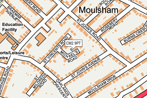 CM2 9PT map - OS OpenMap – Local (Ordnance Survey)