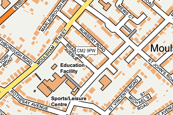 CM2 9PW map - OS OpenMap – Local (Ordnance Survey)