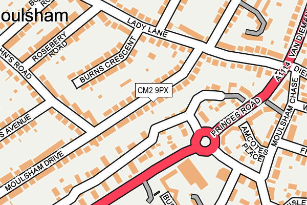 CM2 9PX map - OS OpenMap – Local (Ordnance Survey)