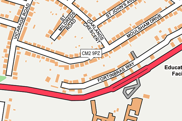 CM2 9PZ map - OS OpenMap – Local (Ordnance Survey)