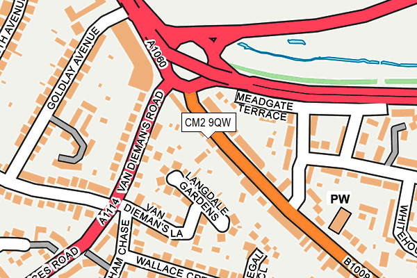 CM2 9QW map - OS OpenMap – Local (Ordnance Survey)