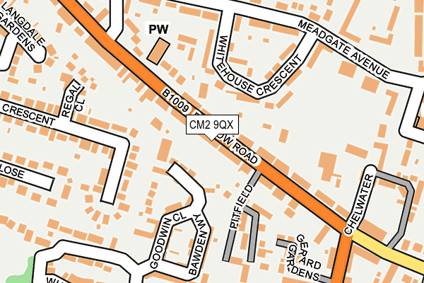 CM2 9QX map - OS OpenMap – Local (Ordnance Survey)