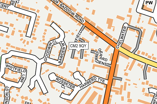 CM2 9QY map - OS OpenMap – Local (Ordnance Survey)
