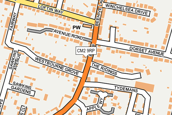 CM2 9RP map - OS OpenMap – Local (Ordnance Survey)