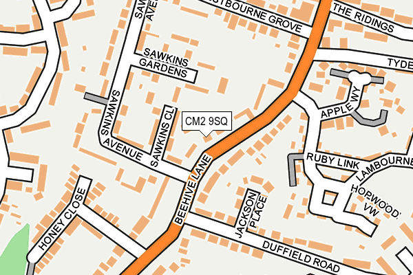 CM2 9SQ map - OS OpenMap – Local (Ordnance Survey)