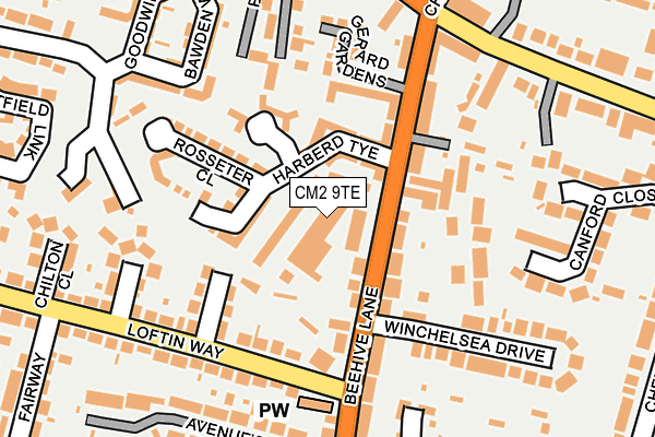 CM2 9TE map - OS OpenMap – Local (Ordnance Survey)