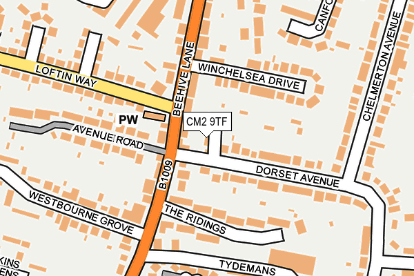 CM2 9TF map - OS OpenMap – Local (Ordnance Survey)