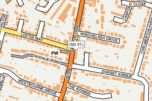 CM2 9TJ map - OS OpenMap – Local (Ordnance Survey)
